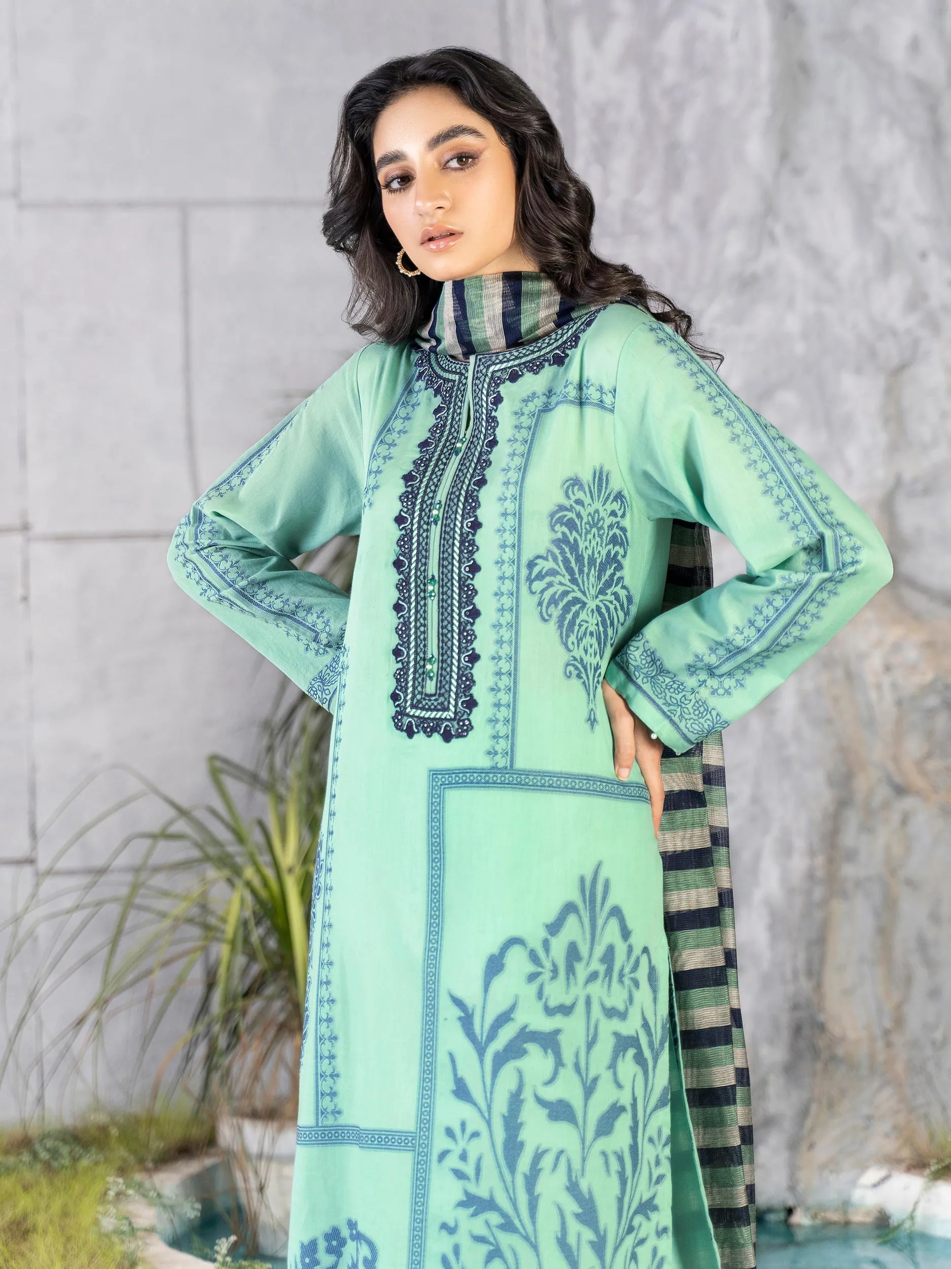 2 Piece Jacquard Suit-Embroidered (Unstitched)