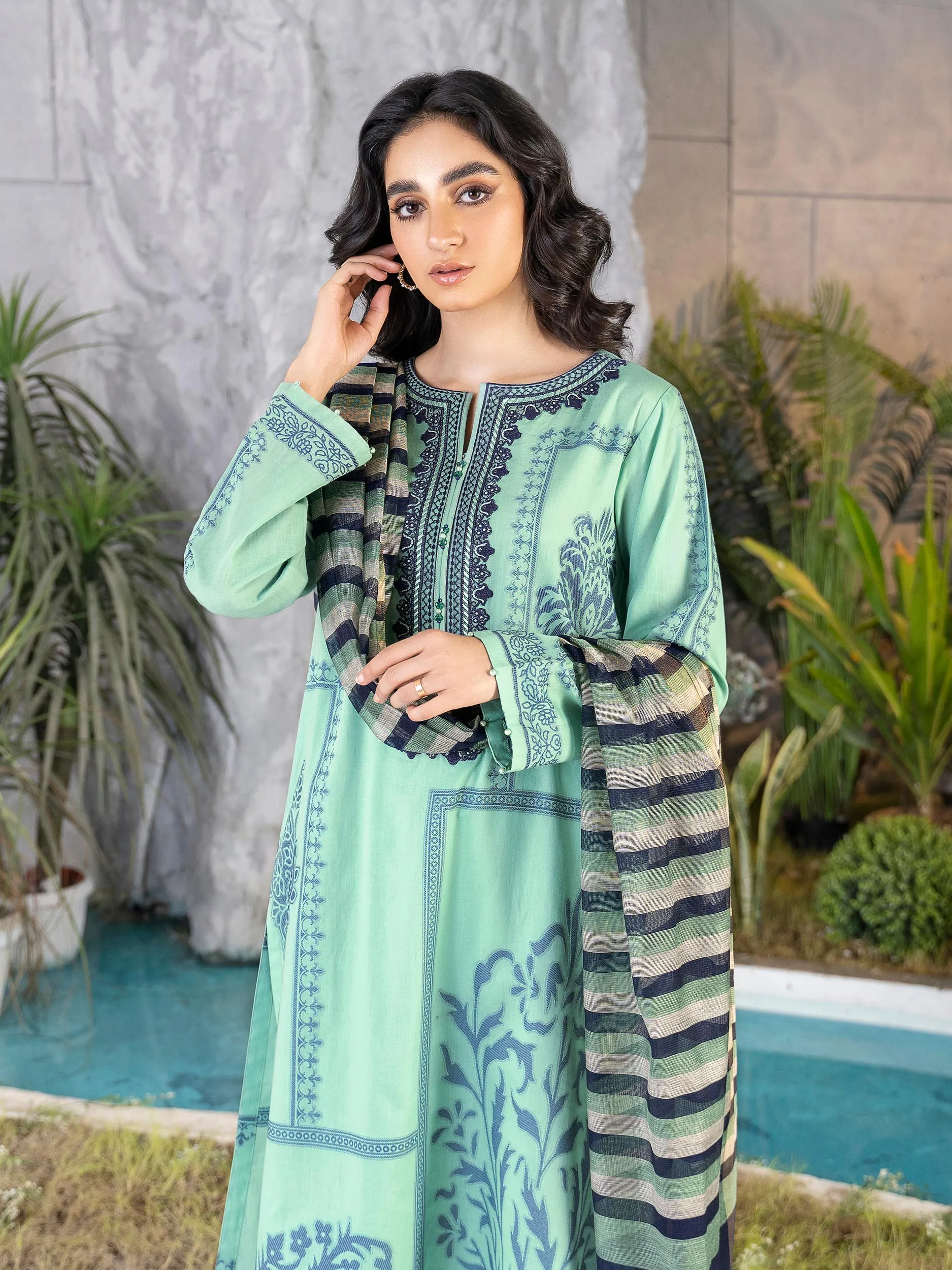 2 Piece Jacquard Suit-Embroidered (Unstitched)