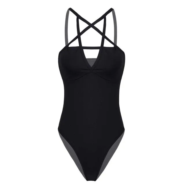 2021 Black Women Bodysuit/Swimsuit Backless Sexy Bodycon Sizes S - L