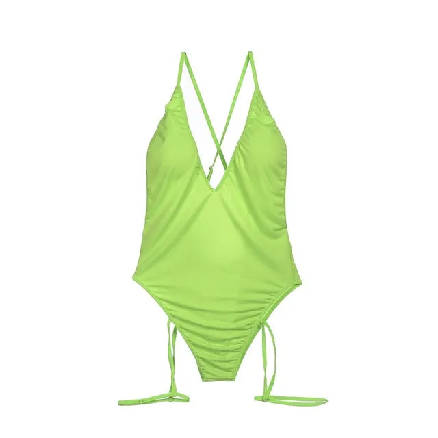 2021 New!!! Women's One Piece Backless Swimsuit V Neck Sizes S - XL