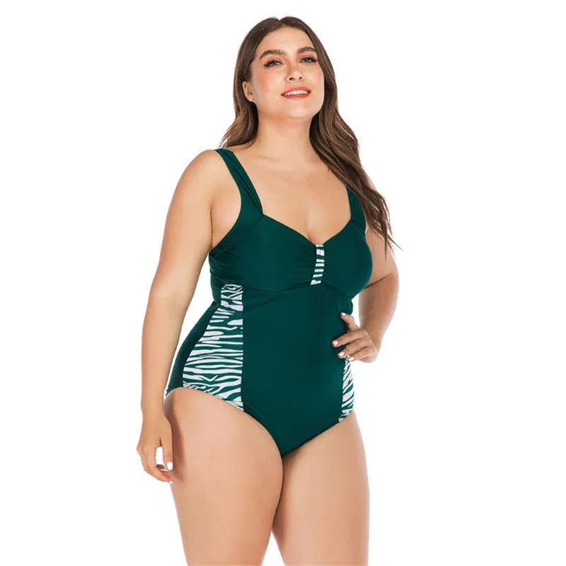 2021 Summer New one-piece Striped Leopard print Women's Swimsuit Sizes S - 5XL