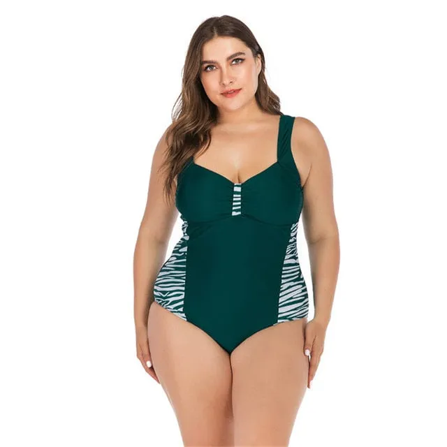 2021 Summer New one-piece Striped Leopard print Women's Swimsuit Sizes S - 5XL