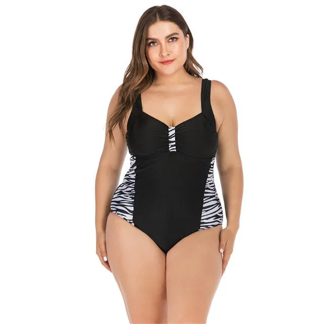 2021 Summer New one-piece Striped Leopard print Women's Swimsuit Sizes S - 5XL