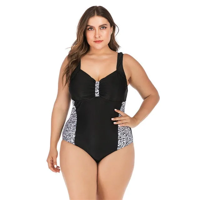 2021 Summer New one-piece Striped Leopard print Women's Swimsuit Sizes S - 5XL