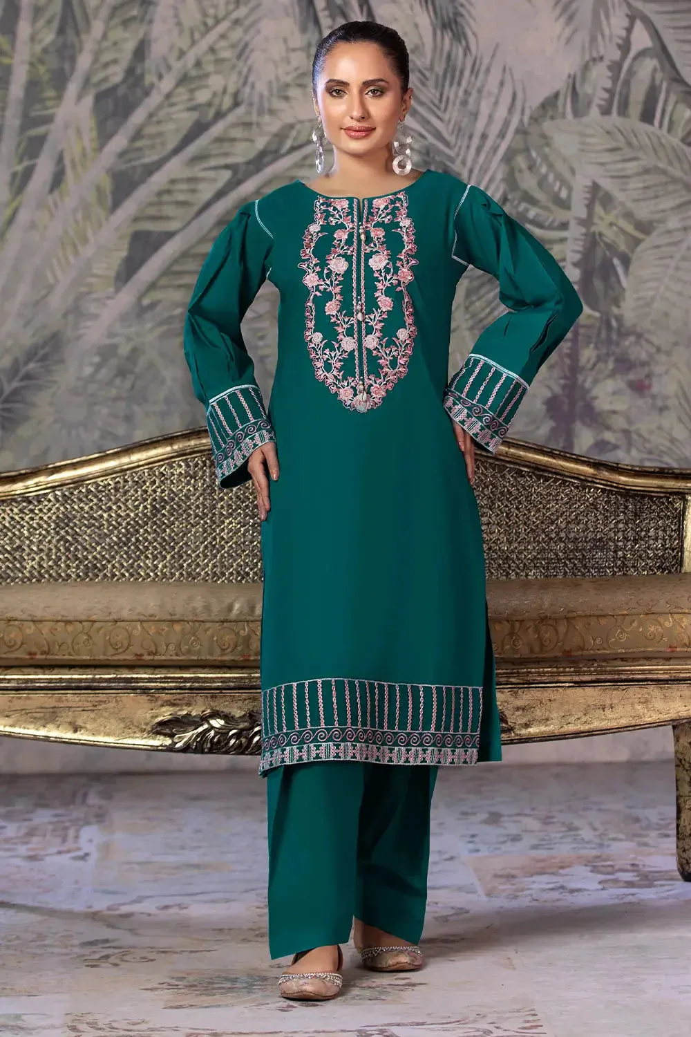 2PC Embroidered Unstitched Cambric Suit KSTE-2861