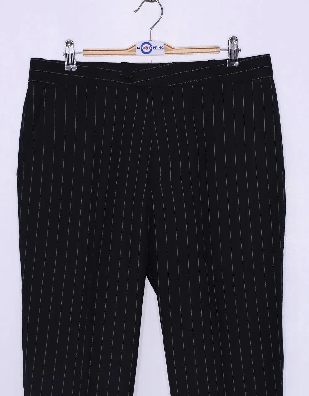 4 Button Suit - Black and White Pinstripe Suit