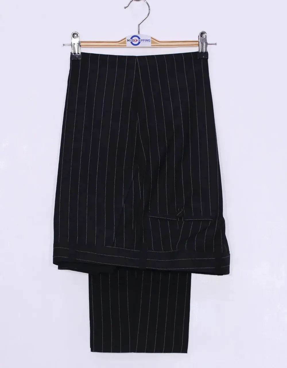 4 Button Suit - Black and White Pinstripe Suit