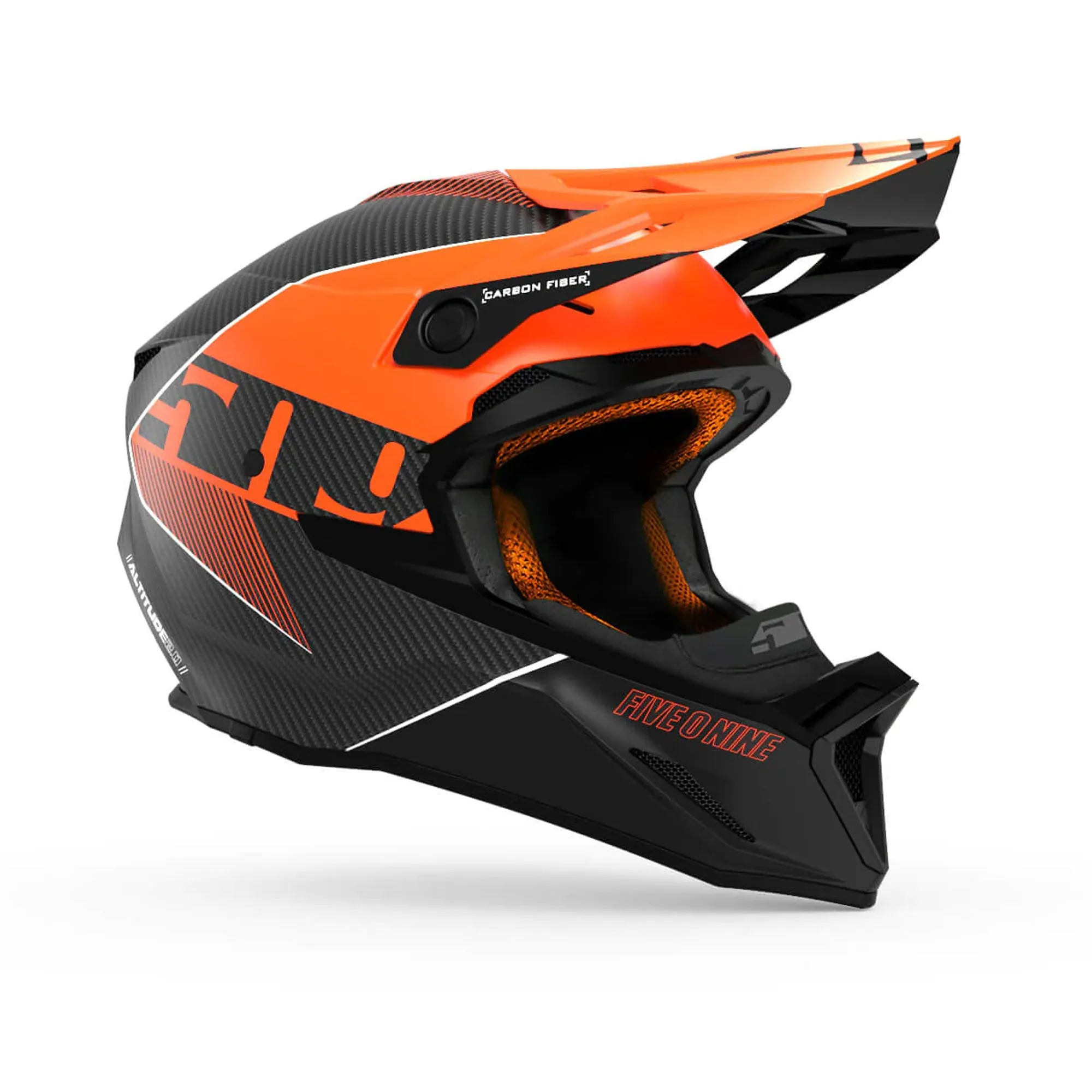 509  Altitude 2.0 Carbon Fiber 3K Hi-Flow Snowmobile Helmet Vented Race Orange FMVSS 218