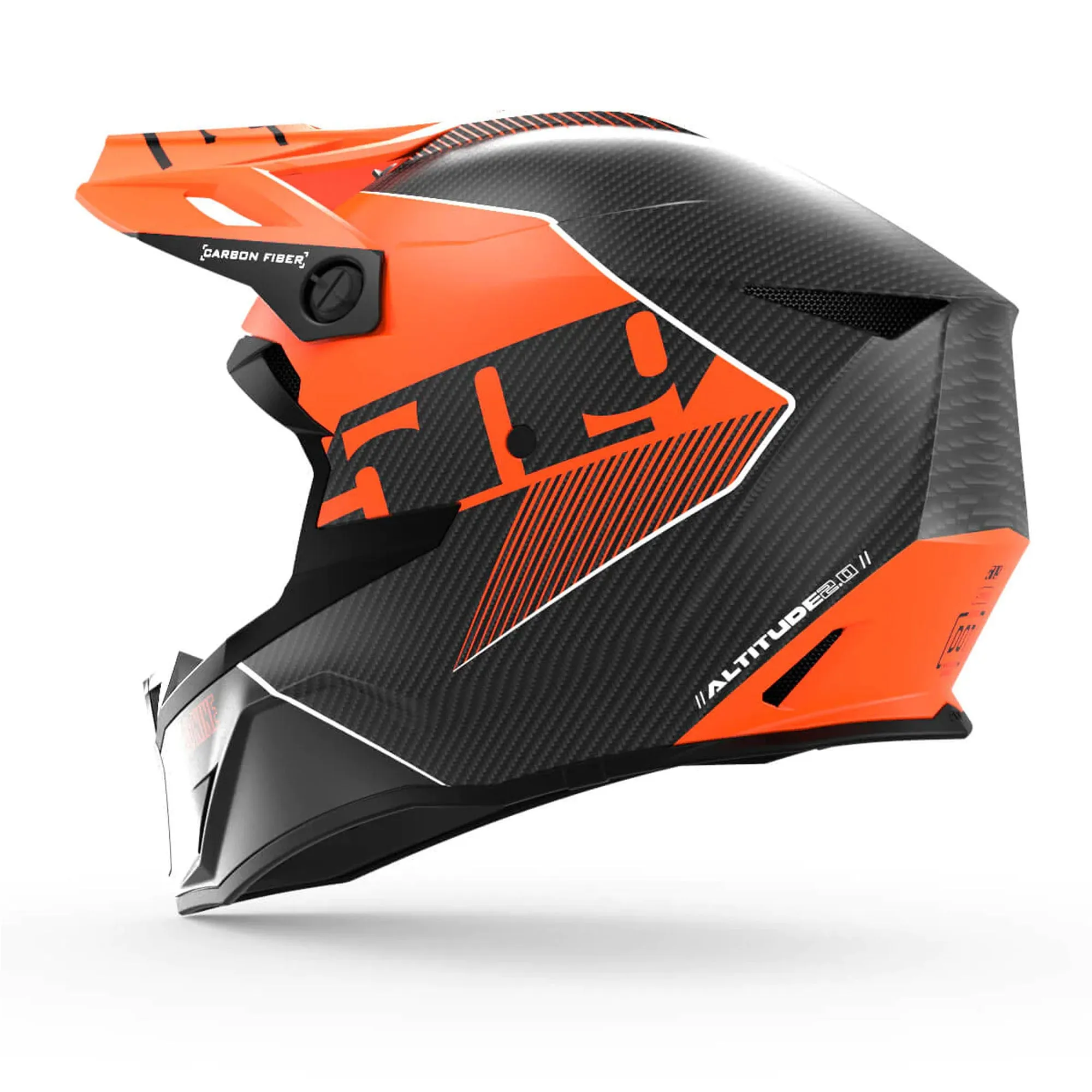 509  Altitude 2.0 Carbon Fiber 3K Hi-Flow Snowmobile Helmet Vented Race Orange FMVSS 218