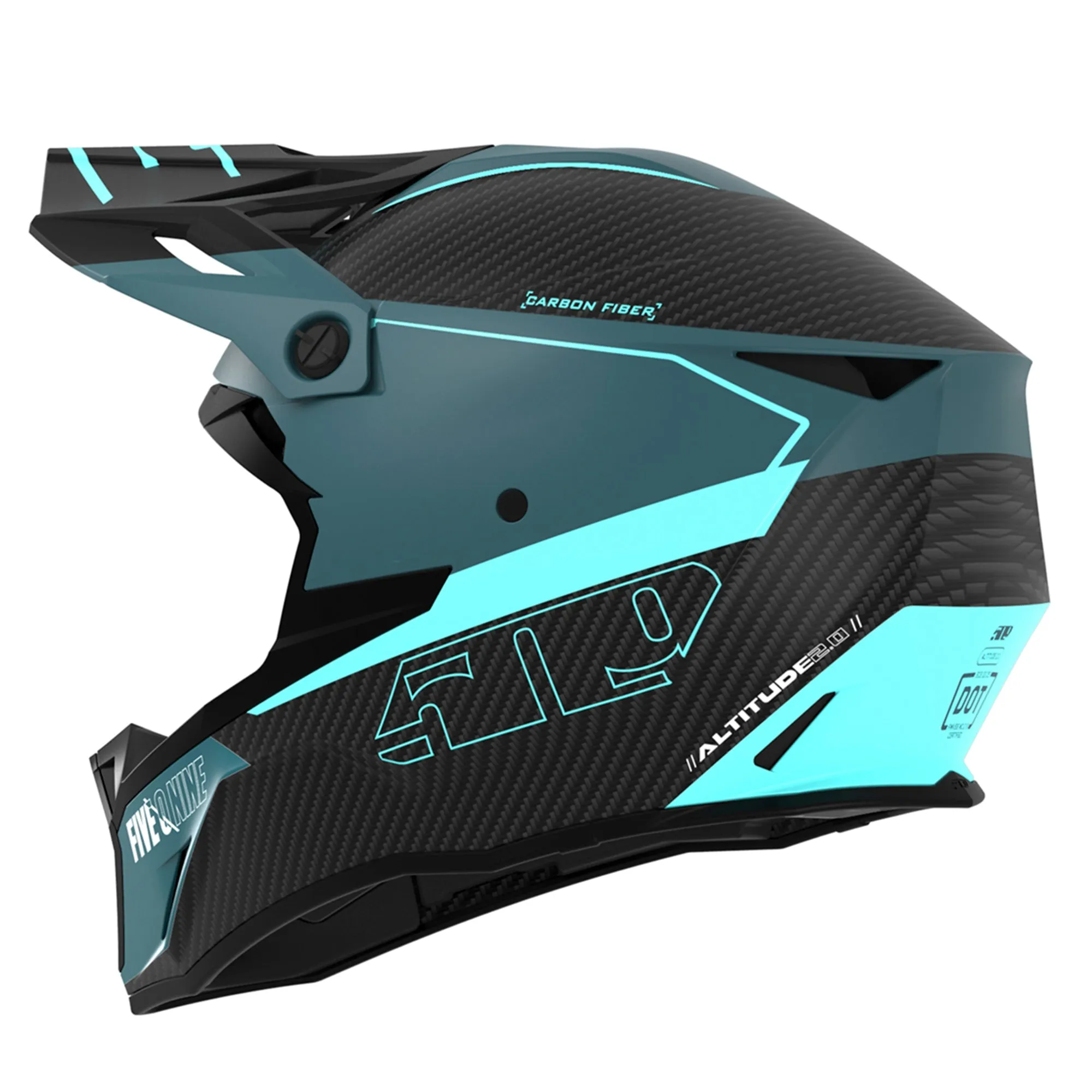 509  Altitude 2.0 Carbon Fiber 3K Hi-Flow Snowmobile Helmet Vented Race Sharkskin FMVSS