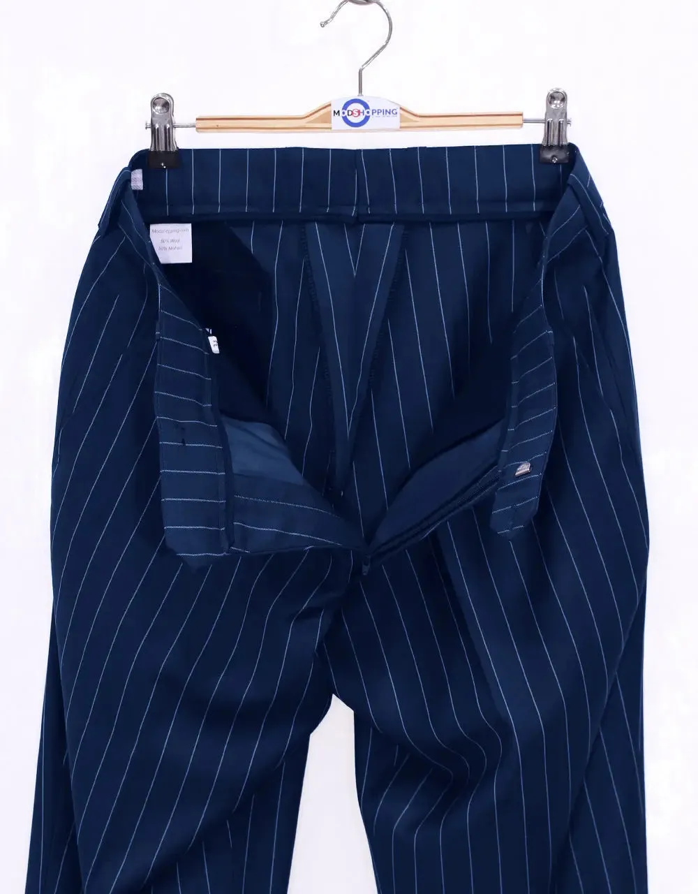 60s Mod Style Navy Blue Pinstripe Suit