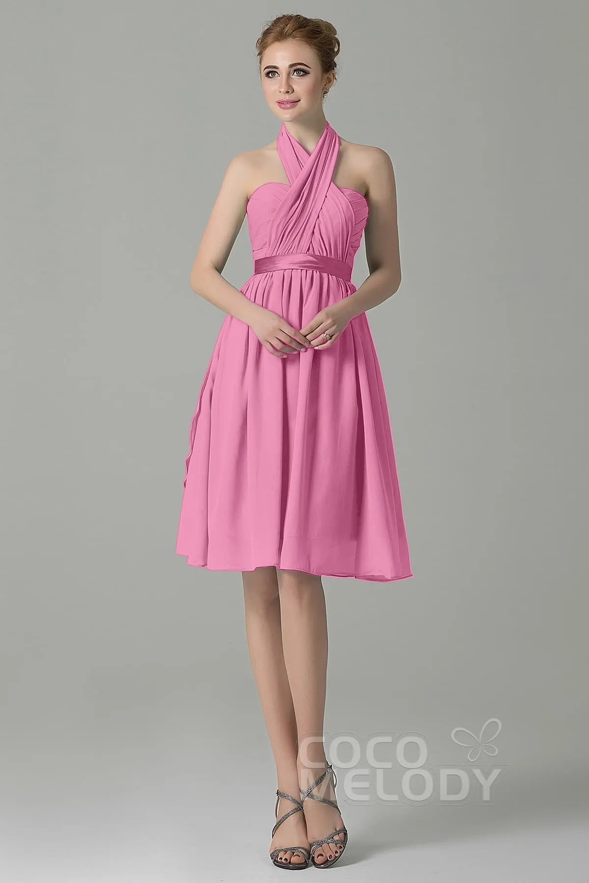 A-Line Knee Length Chiffon Bridesmaid Dress COZM14050