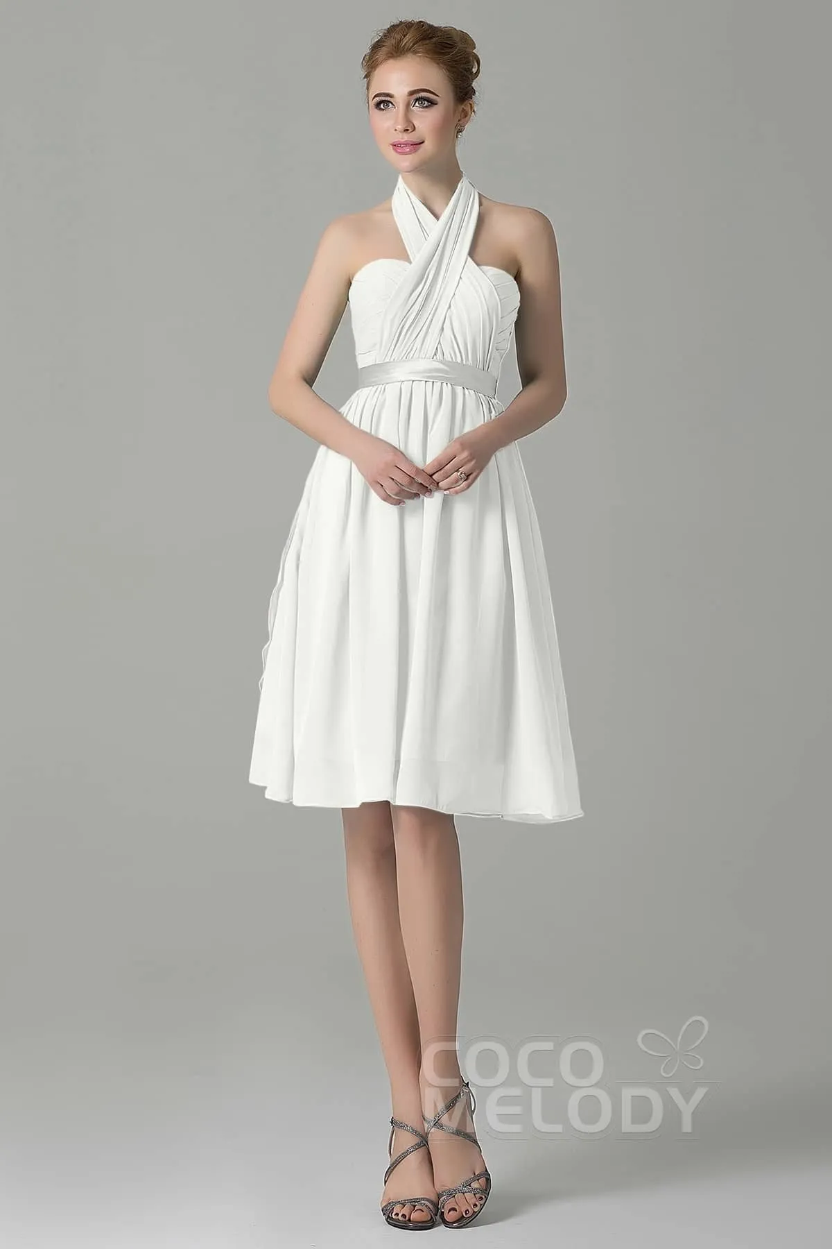 A-Line Knee Length Chiffon Bridesmaid Dress COZM14050