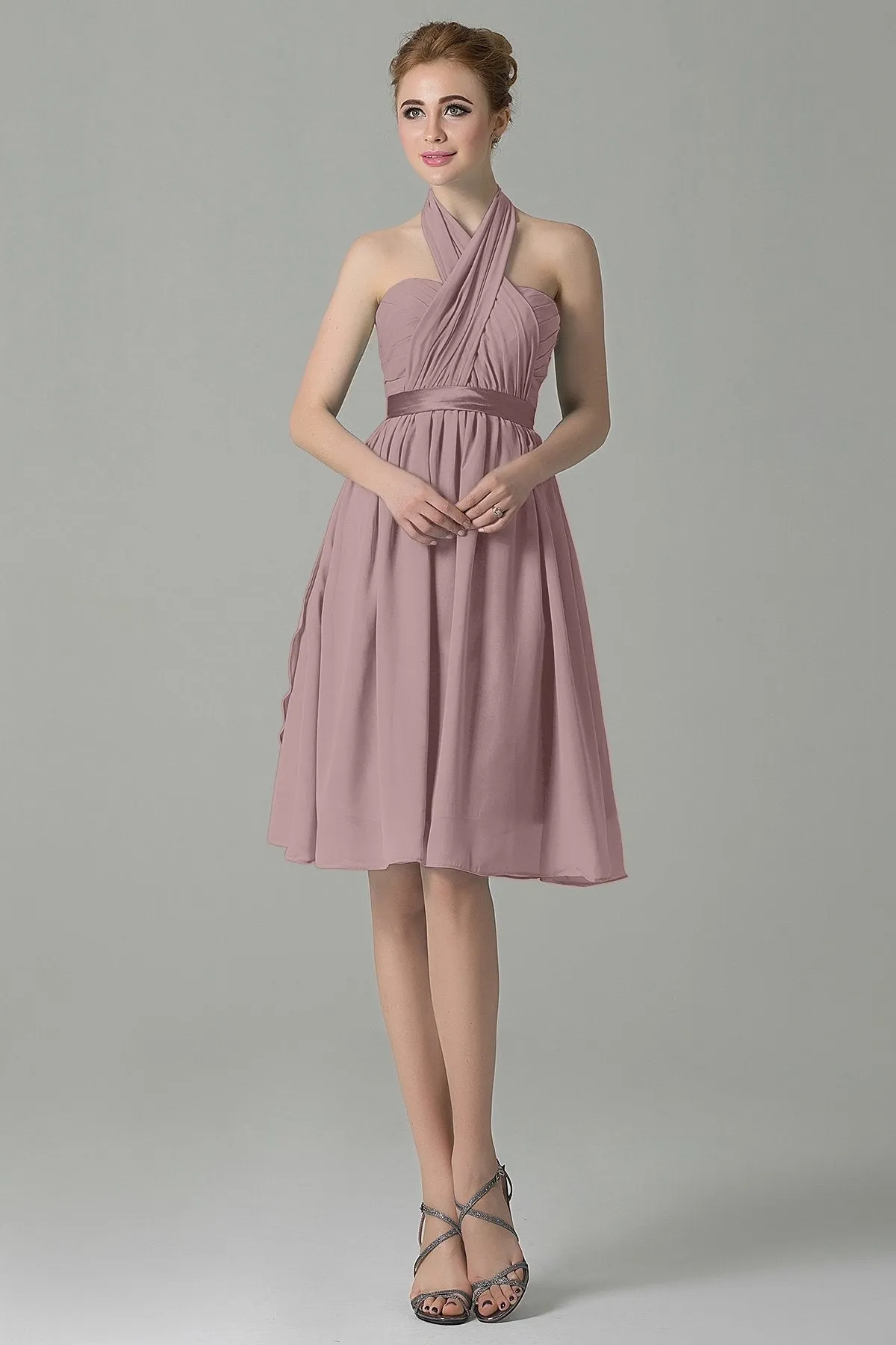 A-Line Knee Length Chiffon Bridesmaid Dress COZM14050