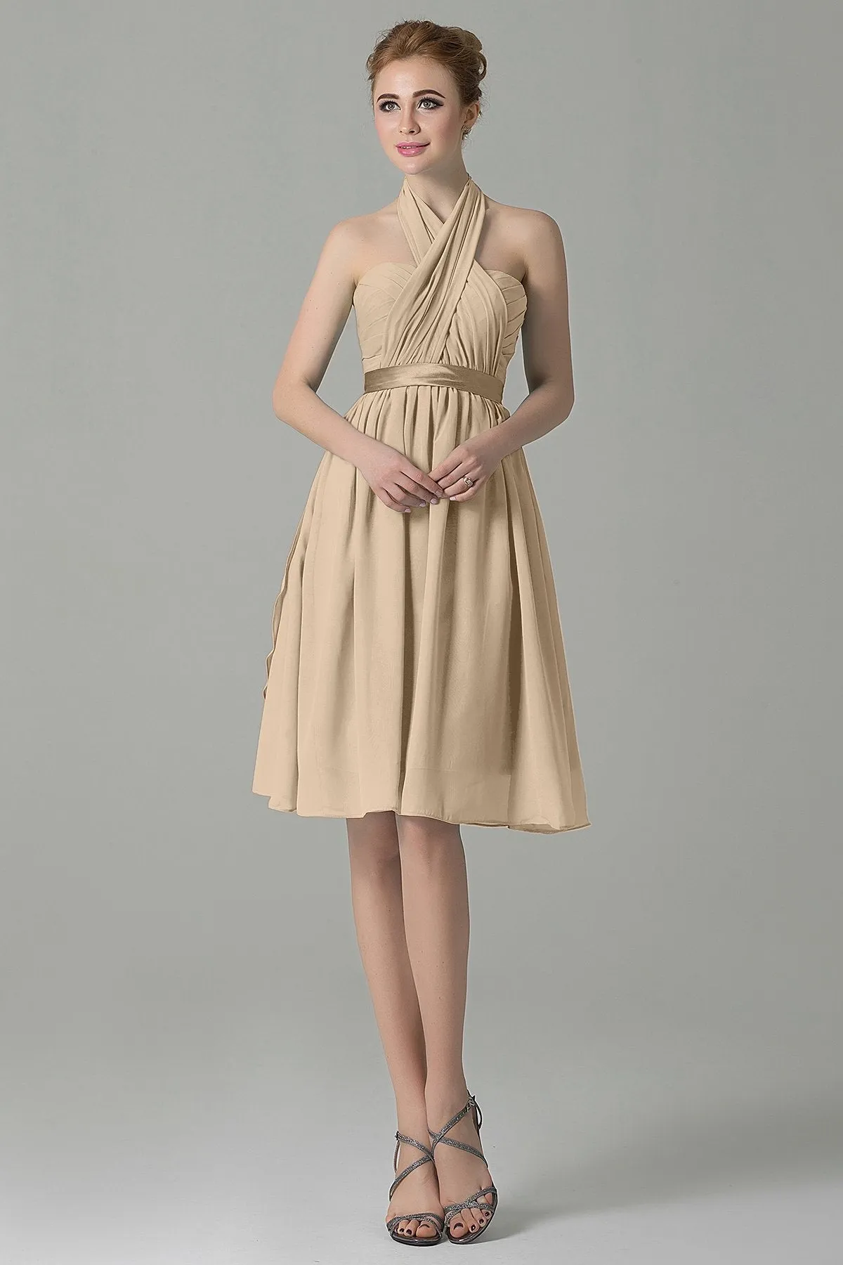 A-Line Knee Length Chiffon Bridesmaid Dress COZM14050