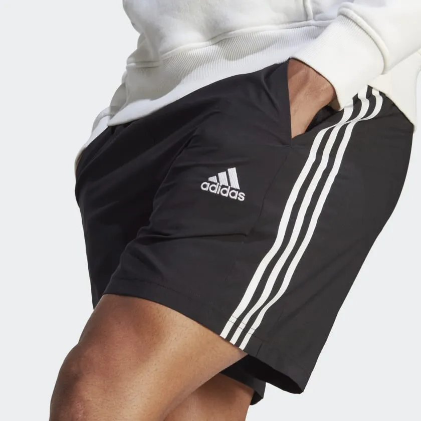 ADIDAS MEN'S AEROREADY ESSENTIALS CHELSEA 3-STRIPES BLACK SHORTS