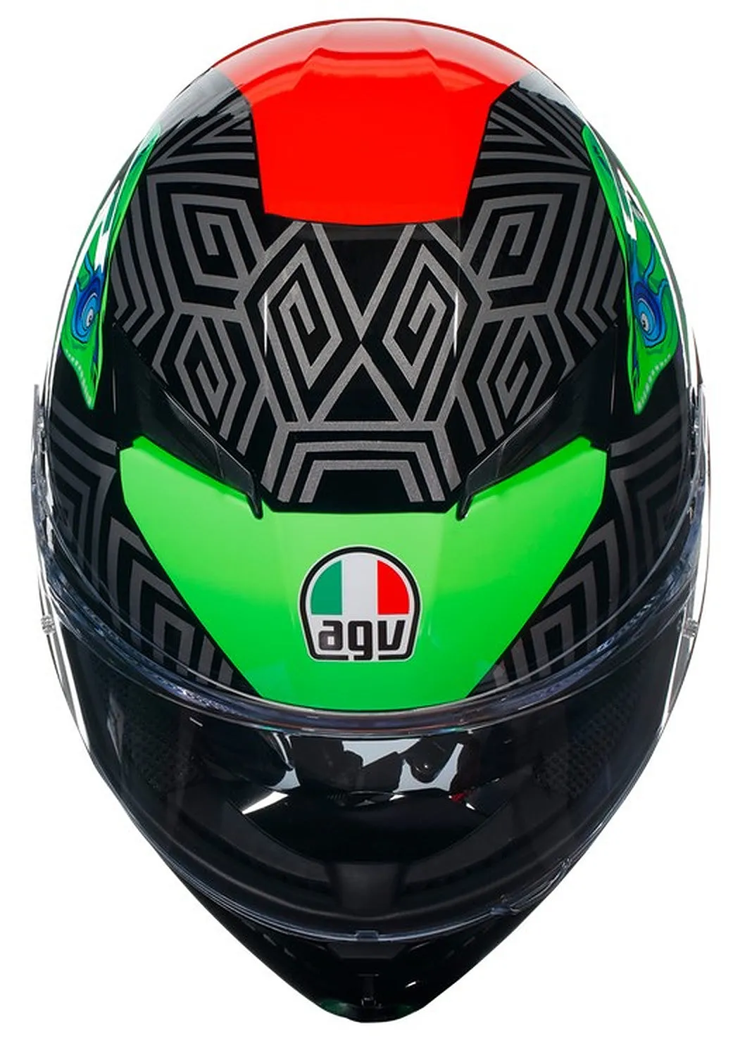 AGV K3 E2206 Full Face Motorcycle Helmet - Kamaleon Black, Red, Green