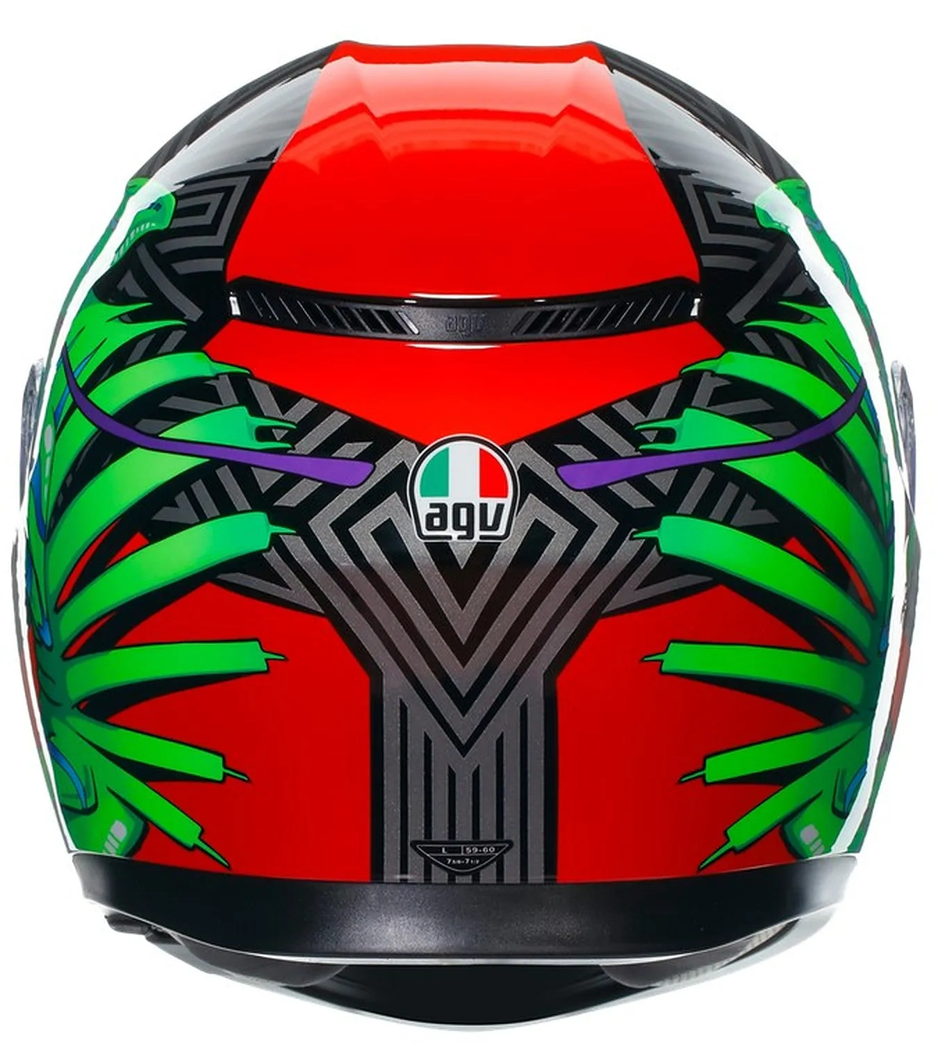 AGV K3 E2206 Full Face Motorcycle Helmet - Kamaleon Black, Red, Green