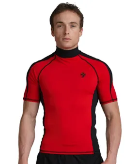 Akona Mens Short Sleeve Rash Guard for Scuba Diving Swimming Surfing Snorkeling CLOSEOUT Red