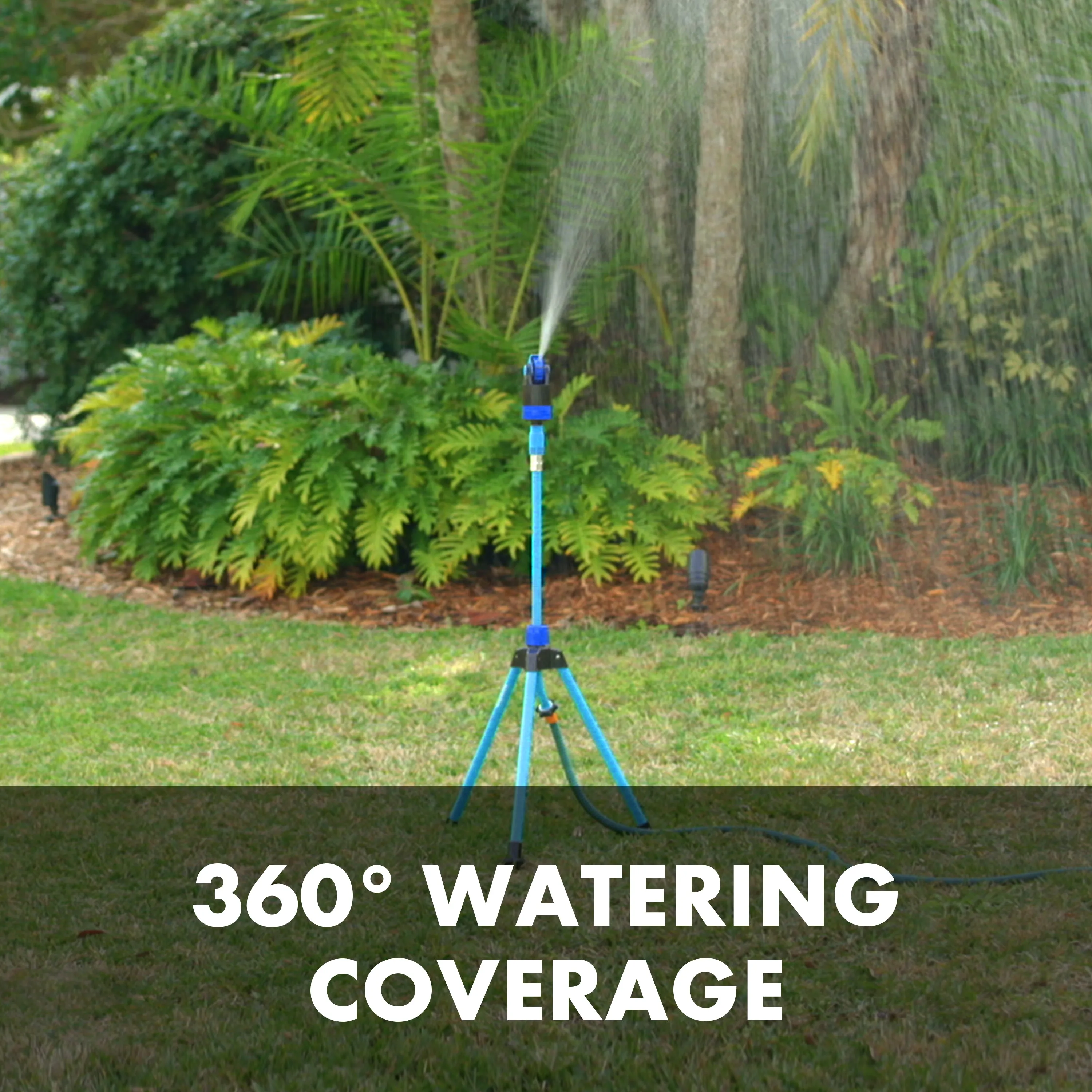 Aqua Joe AJ-6PSTB Indestructible Turbo Drive 360° Telescoping Tripod Lawn & Garden Sprinkler | 6 Spray Patterns | 4,500 Sq. Ft. Max Coverage