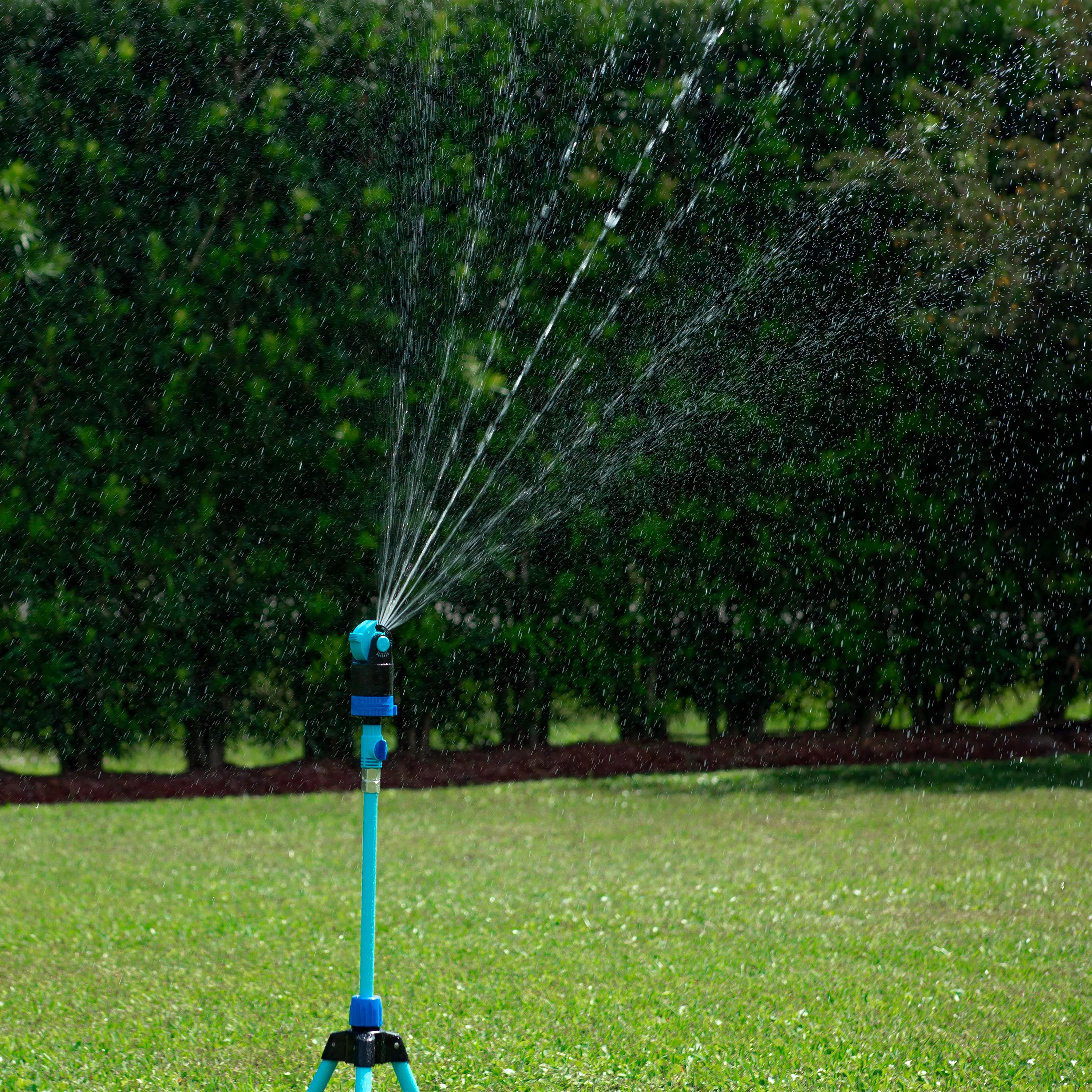 Aqua Joe AJ-6PSTB Indestructible Turbo Drive 360° Telescoping Tripod Lawn & Garden Sprinkler | 6 Spray Patterns | 4,500 Sq. Ft. Max Coverage