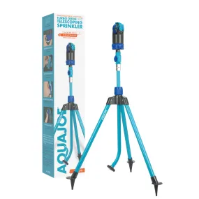 Aqua Joe AJ-6PSTB Indestructible Turbo Drive 360° Telescoping Tripod Lawn & Garden Sprinkler | 6 Spray Patterns | 4,500 Sq. Ft. Max Coverage