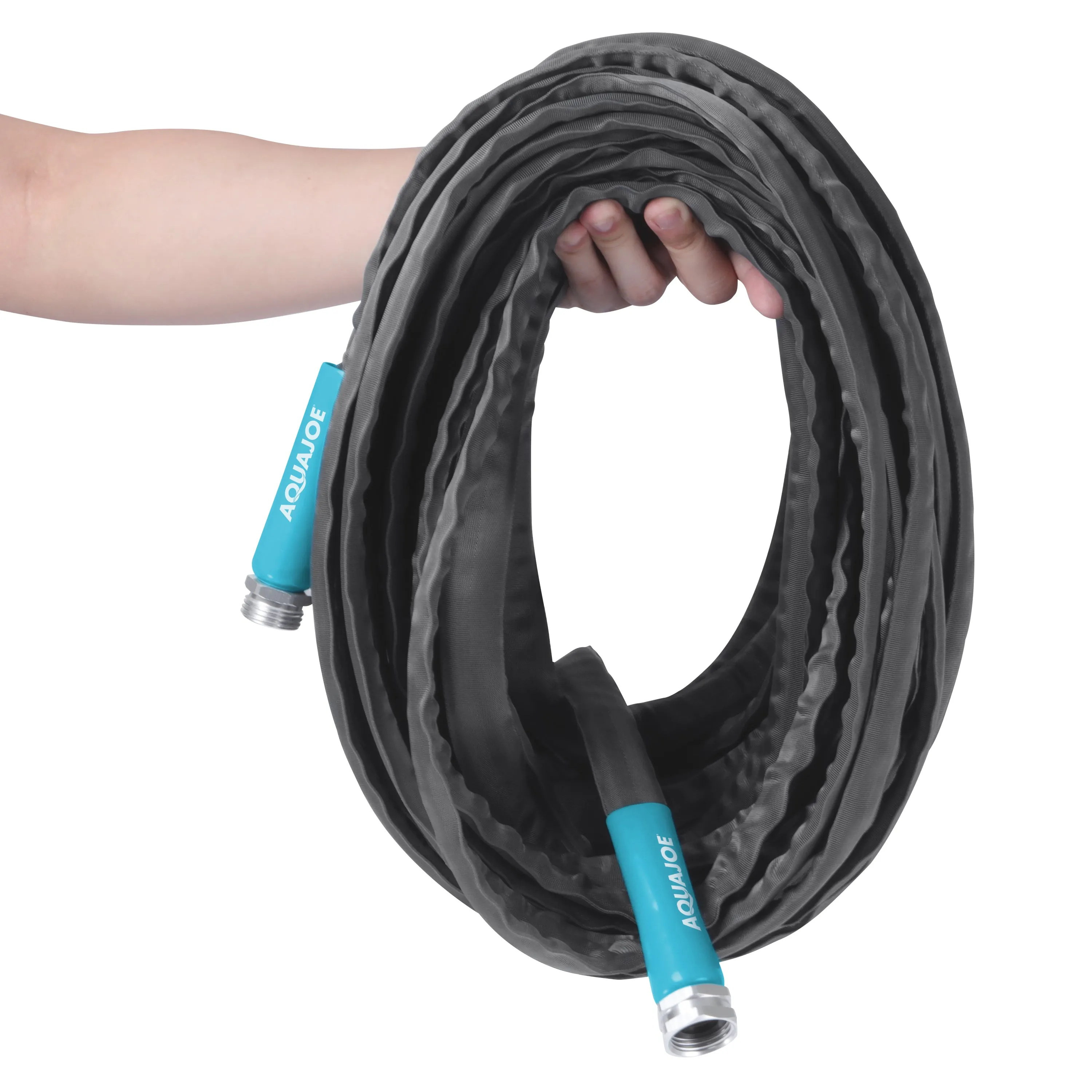 Aqua Joe AJFJH100-PRO Ultra Flexible Kink Free Fiberjacket Garden Hose | 100-Foot | Metal Fittings