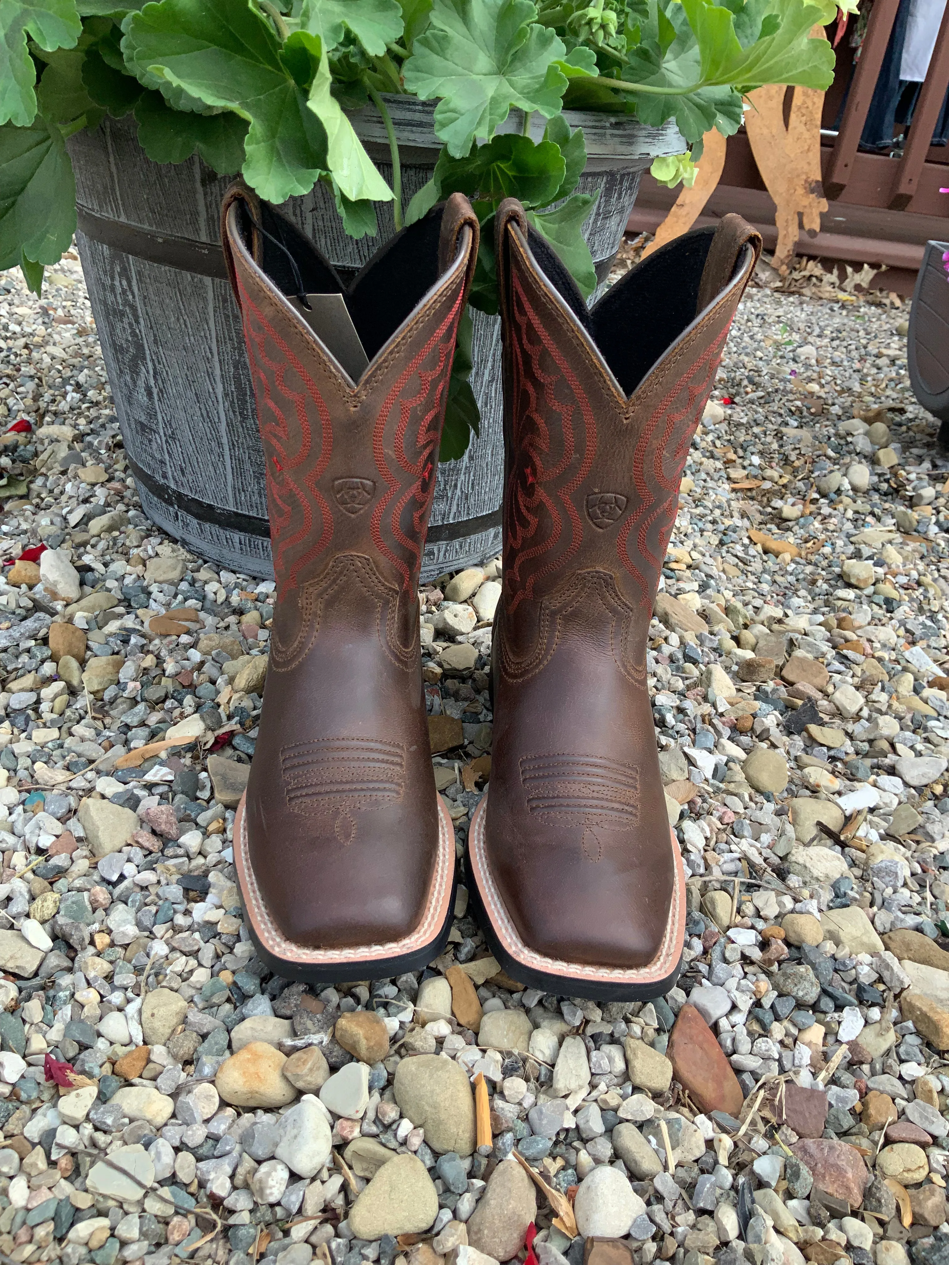 Ariat Children's/Youth Quickdraw Distressed Brown Square Toe Western Cowboy Boot 10004853