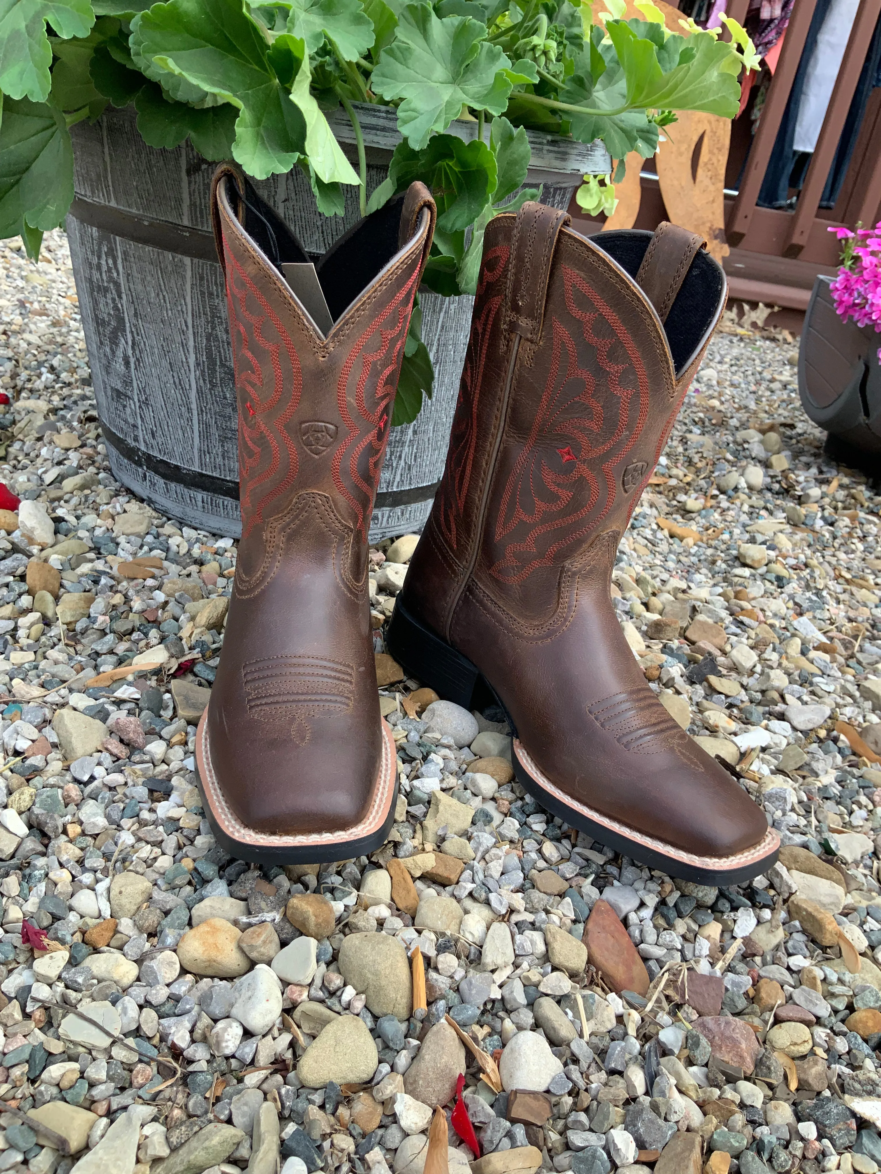 Ariat Children's/Youth Quickdraw Distressed Brown Square Toe Western Cowboy Boot 10004853