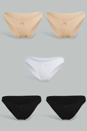 Assorted Bow Detailed Bikini Brief Set (Pack of 5)