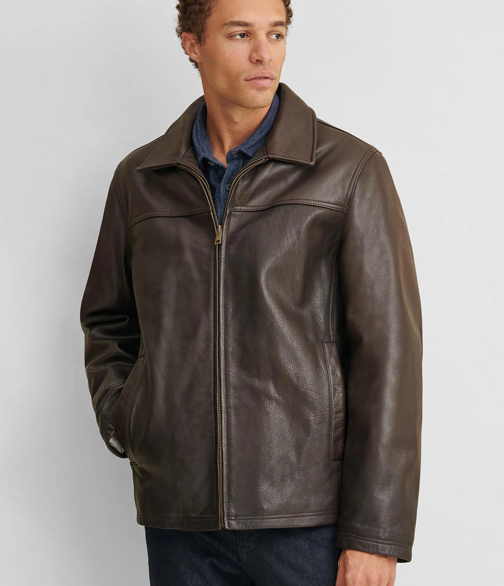 Big & Tall Leather Jacket With Thinsulate Lining