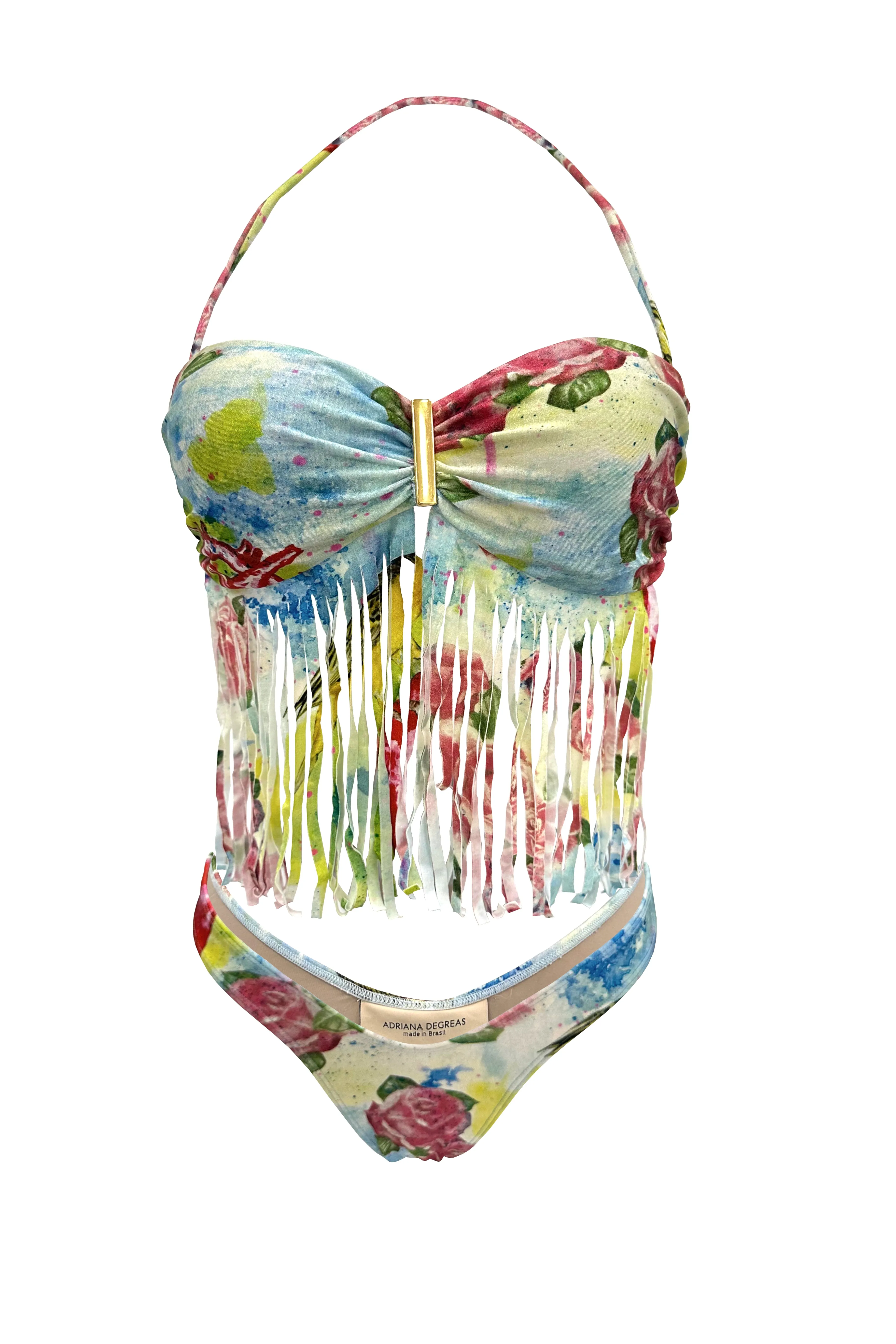 Bird Heart Print Strapless Bikini