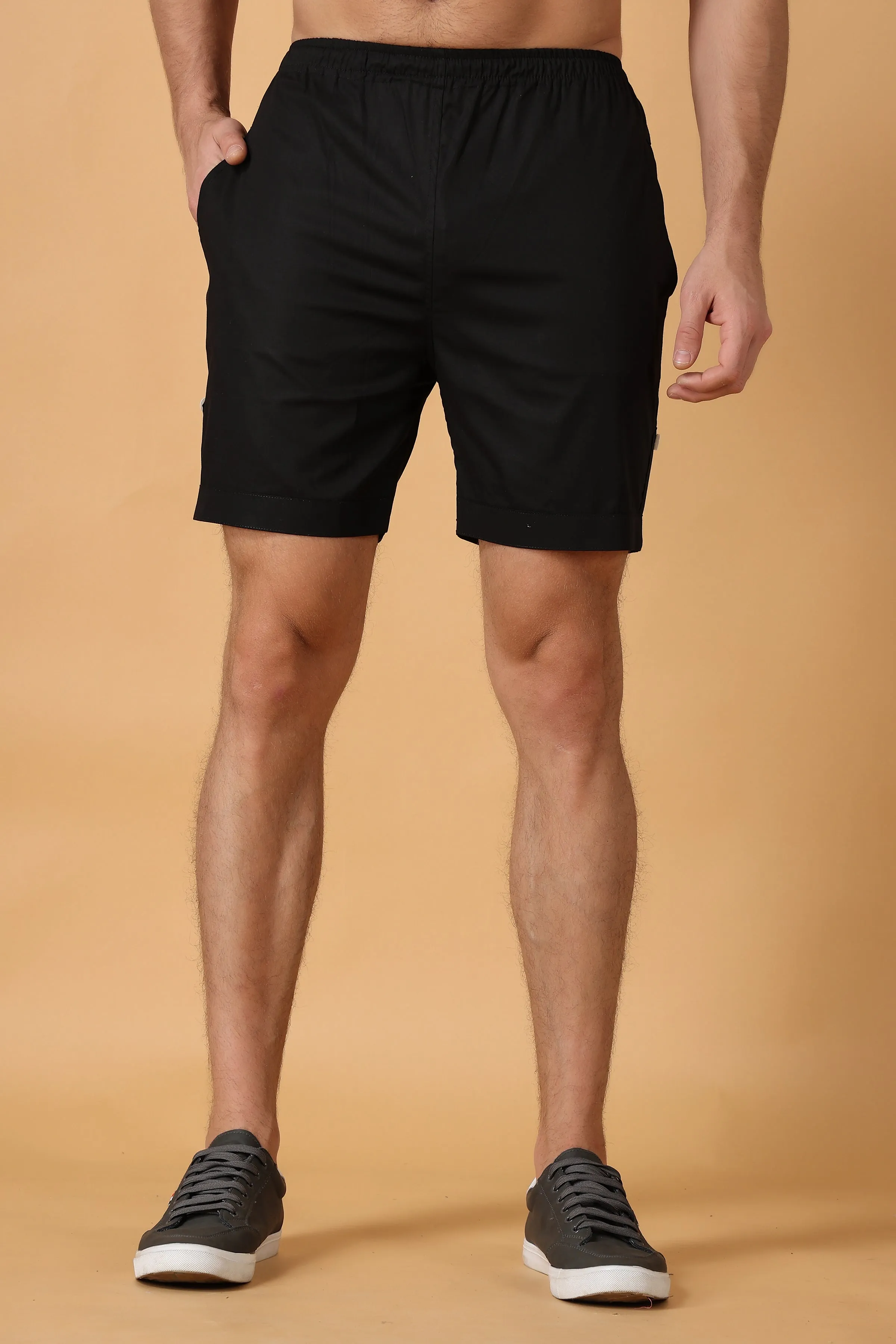 Black Cotton Shorts