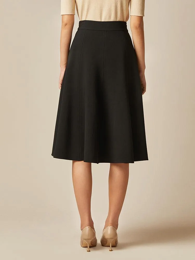 Black Knee-Length Triacetate Skirt