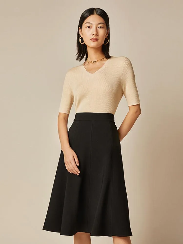 Black Knee-Length Triacetate Skirt