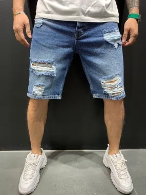 Blue Ripped Jeans Short AY589 Streetwear Mens Shorts