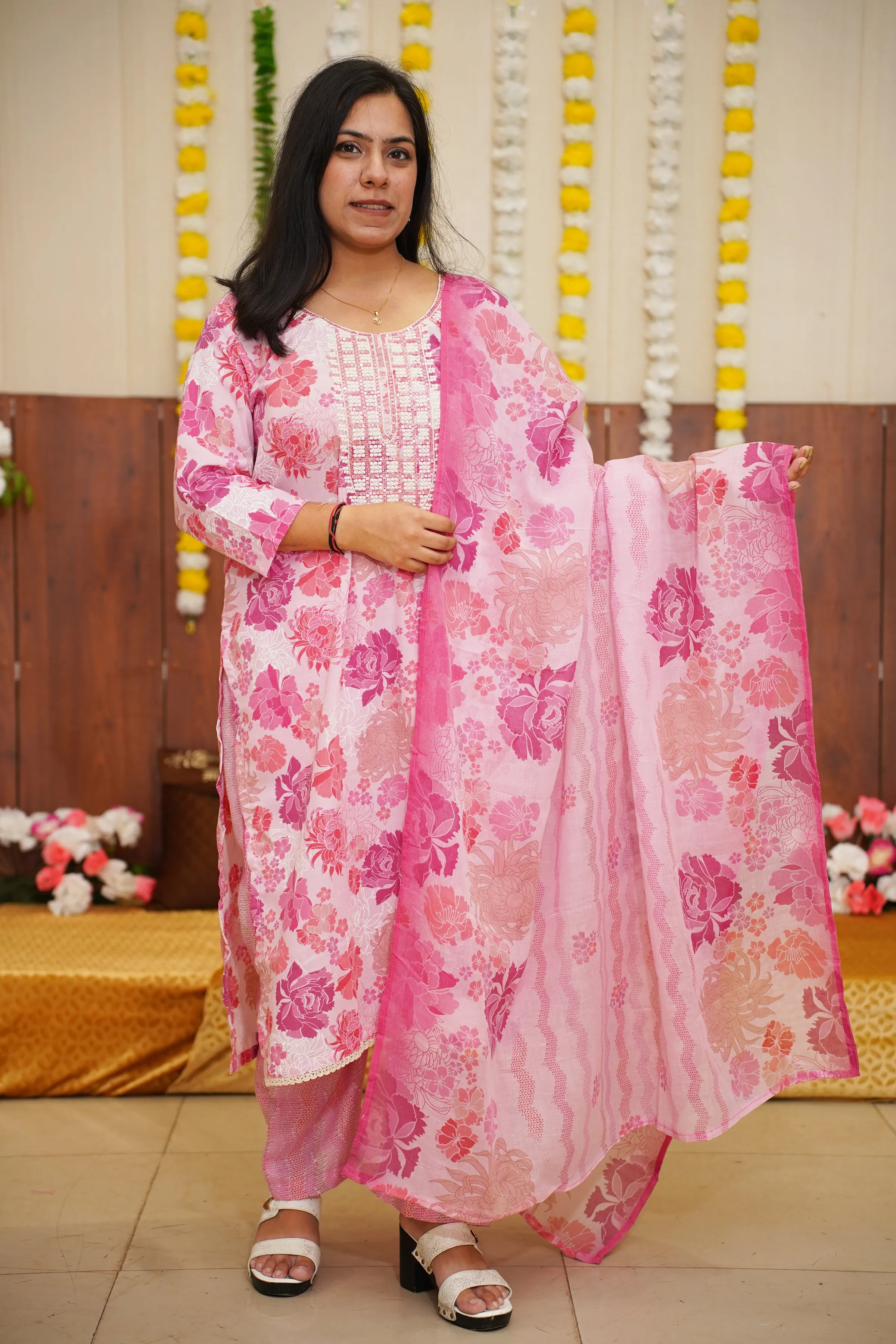 Breezy Pink Floral Suit Set