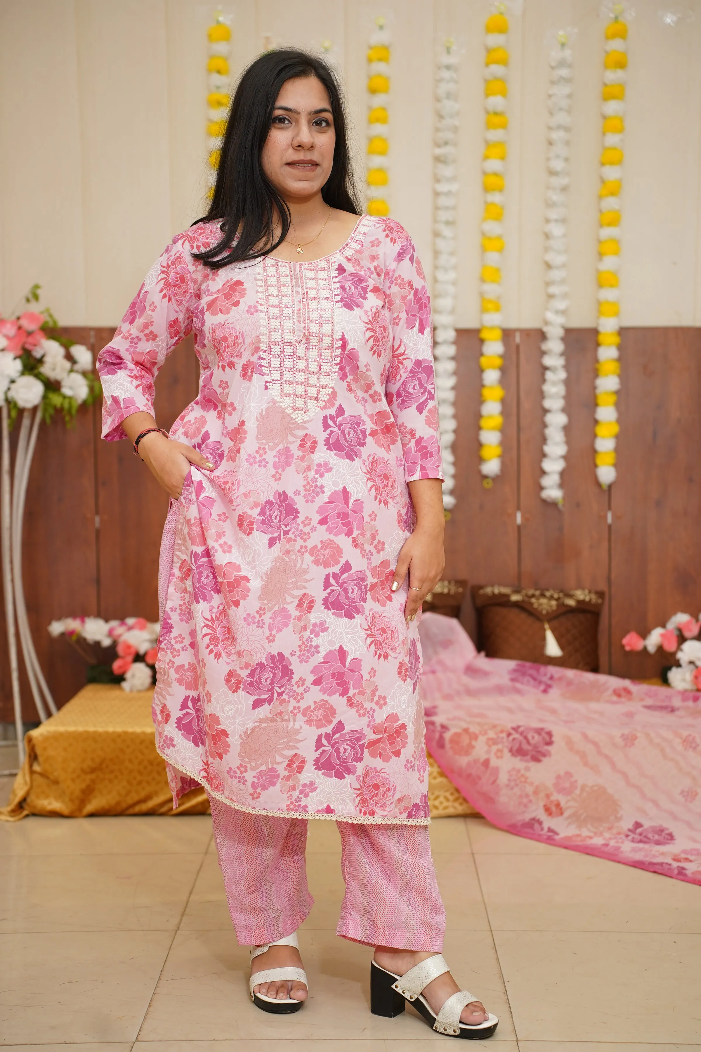 Breezy Pink Floral Suit Set