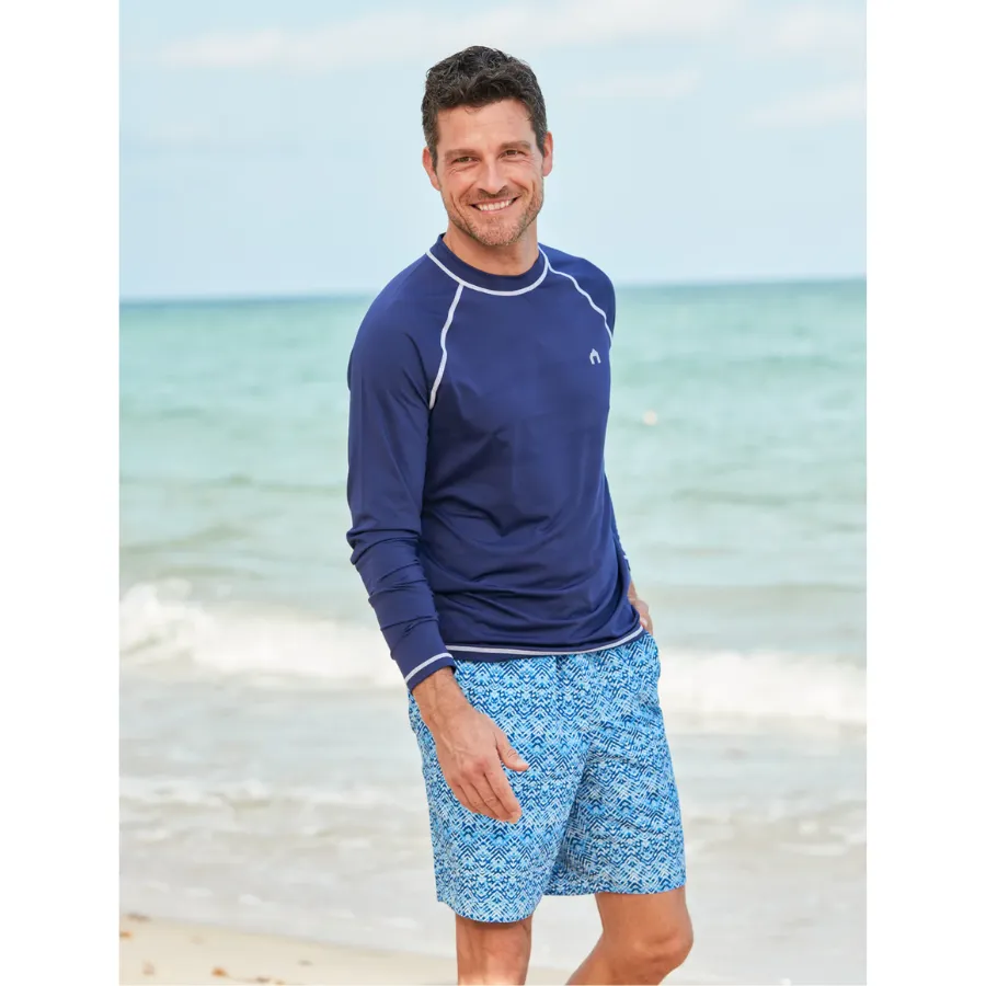 Cabana Life Mens Long Sleeve Rashguard M-504-MNE -  Navy