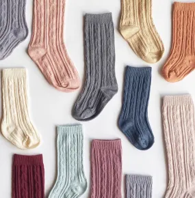 Cable Knit Knee High Socks - Several Colors