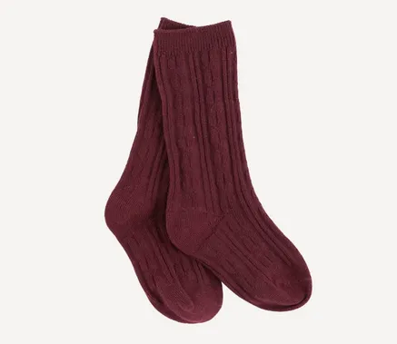 Cable Knit Knee High Socks - Several Colors