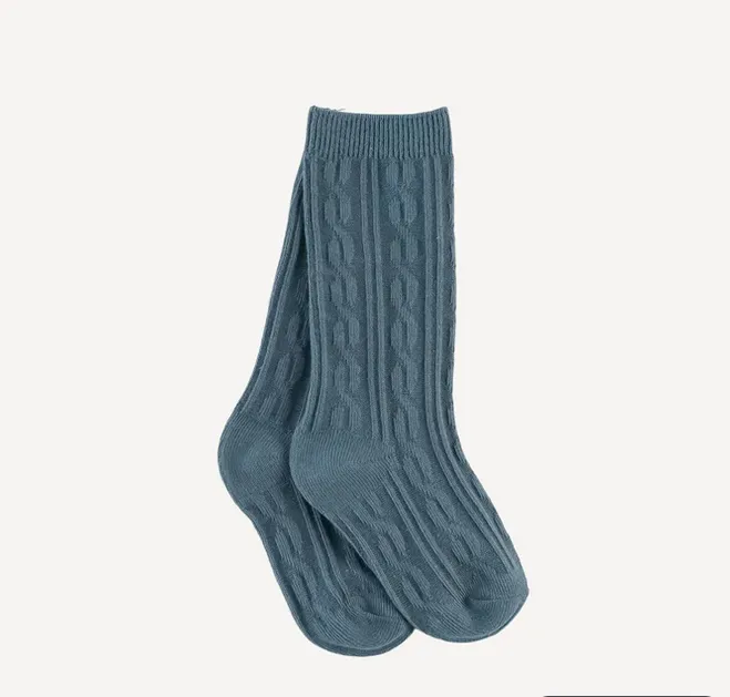 Cable Knit Knee High Socks - Several Colors