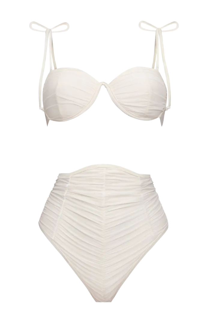 Capa High Waist Mesh Bikini | White