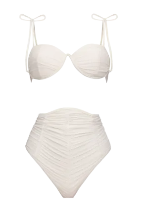 Capa High Waist Mesh Bikini | White