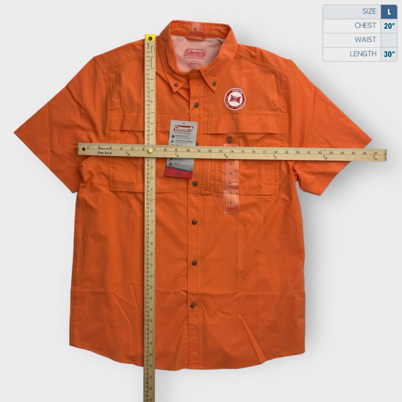 Coleman Mens Vented S/s Outdoor Shirt | L | Orange | NWT