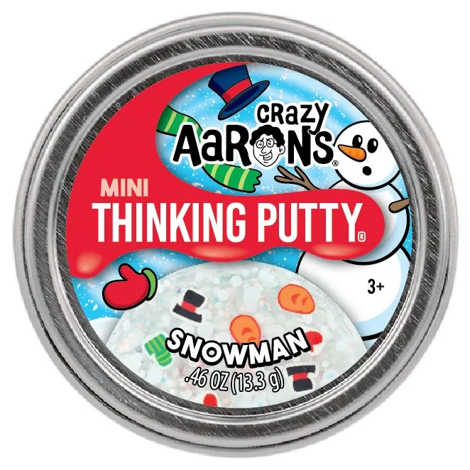 Crazy Aarons Snowman Mini 2 Inch Thinking Putty Tin