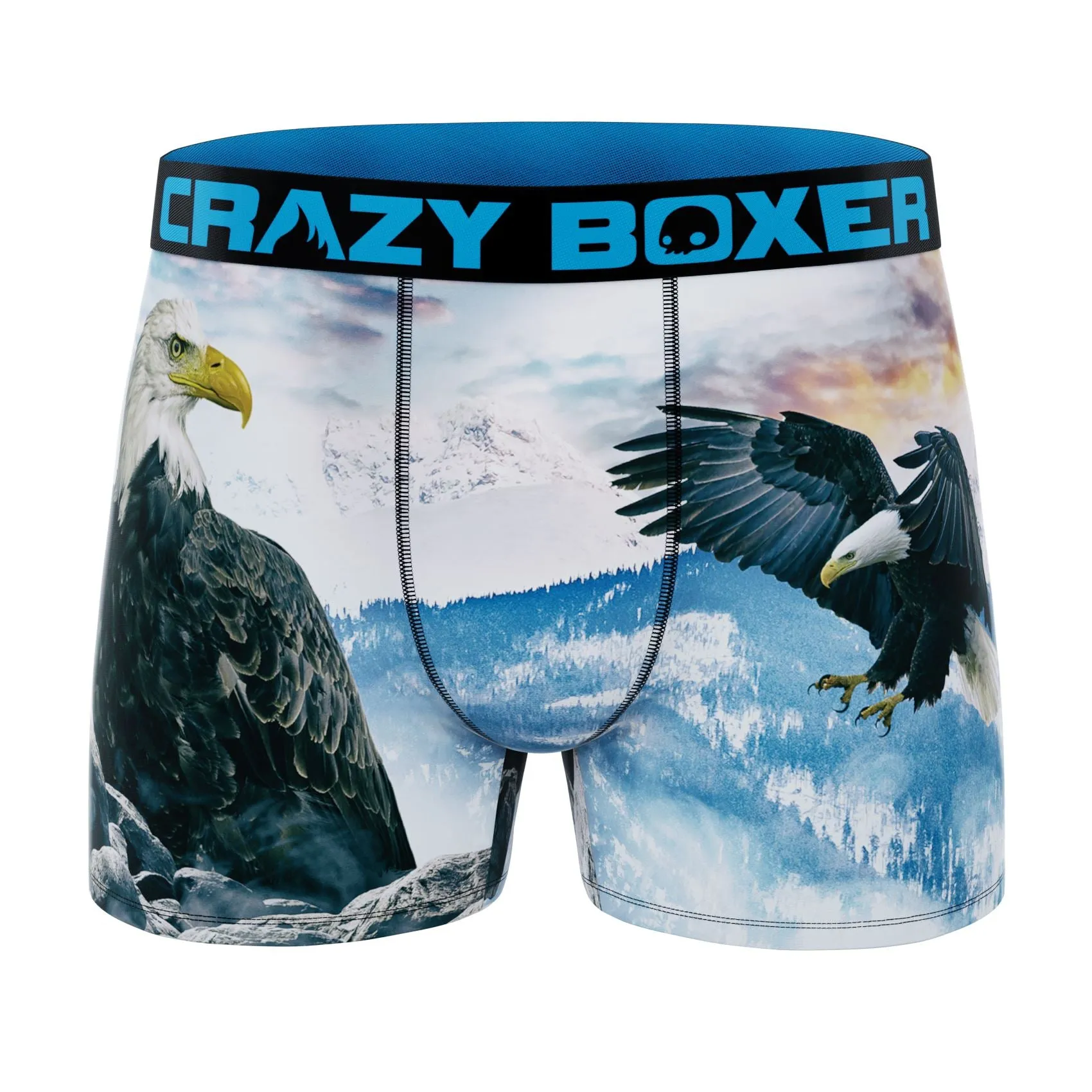 CRAZYBOXER Men's Boxer Briefs Wild American Flag and Eagle (2 pack)