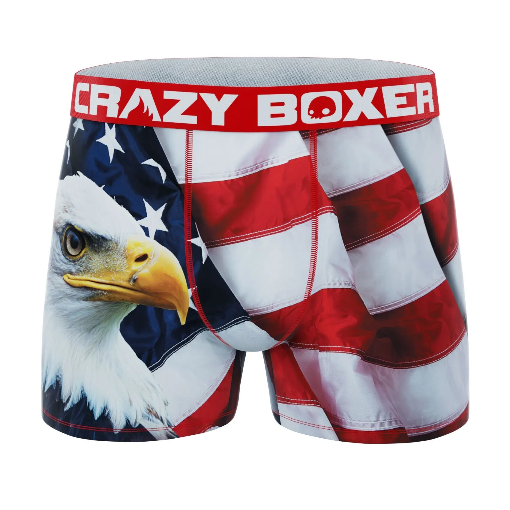 CRAZYBOXER Men's Boxer Briefs Wild American Flag and Eagle (2 pack)