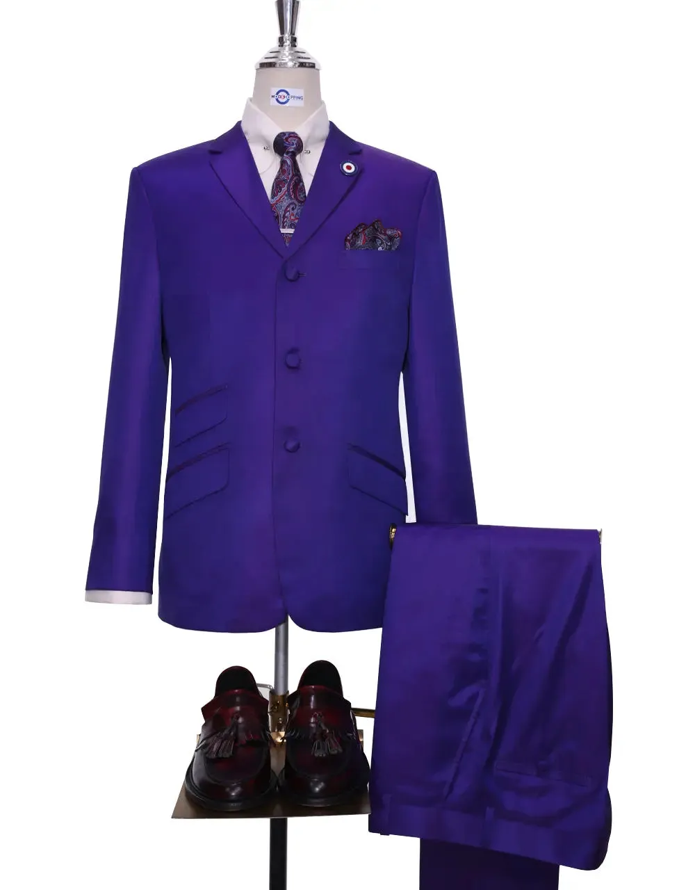 Dark Purple and Red Two Tone Suit