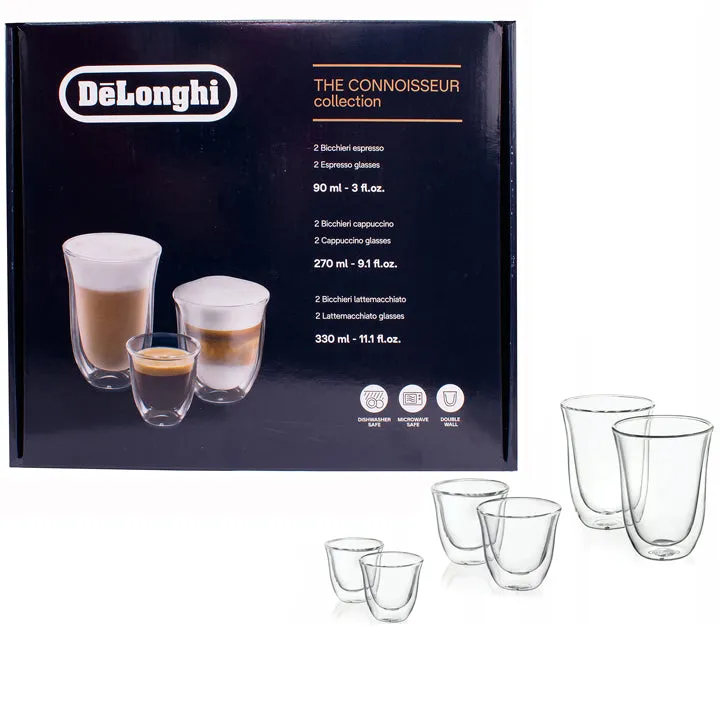 Delonghi The Connoisseur Collection Set of 6 Coffee Glasses Fancy Collection | DLSC302